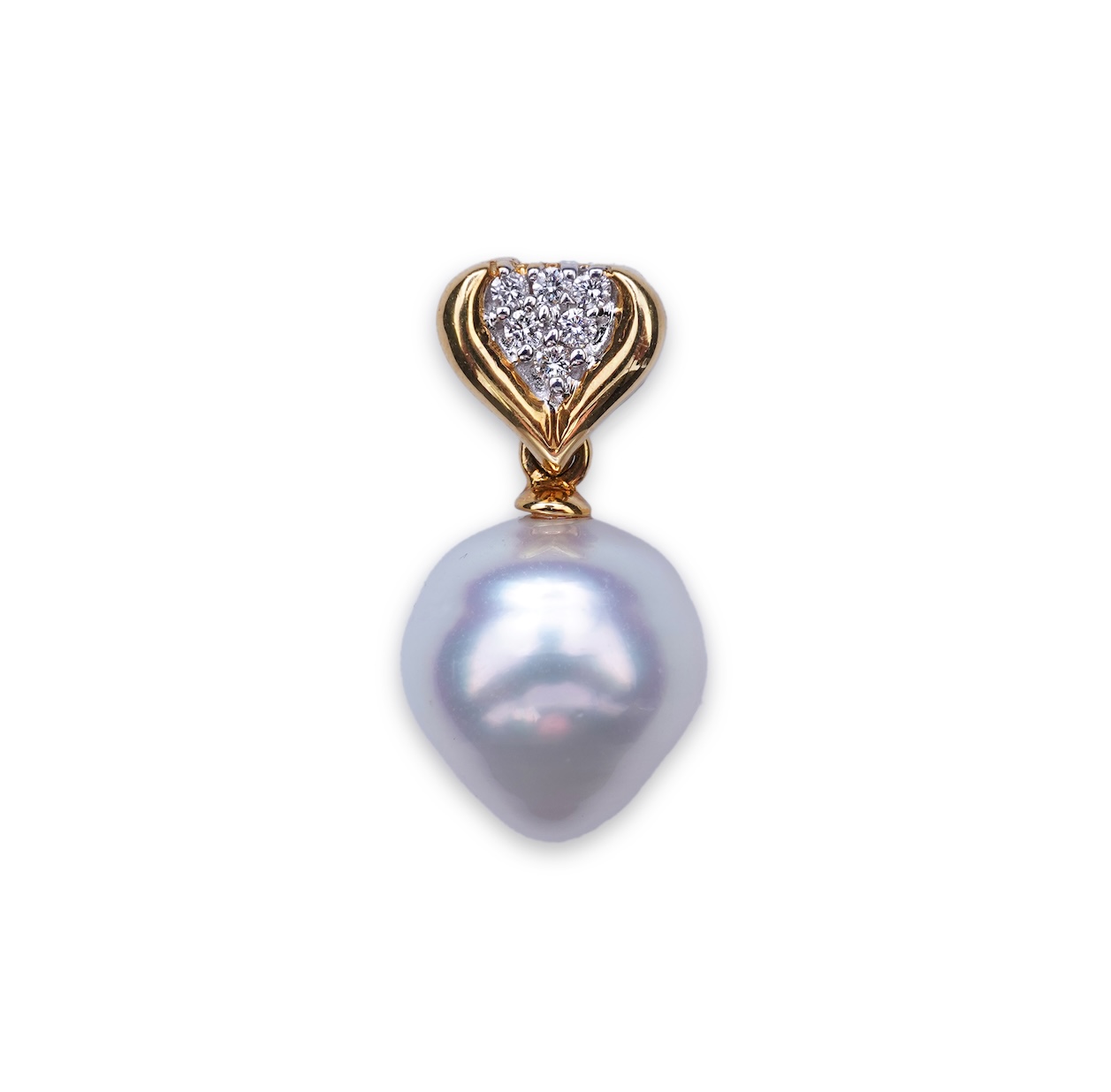 A cultured pearl and diamond pendant